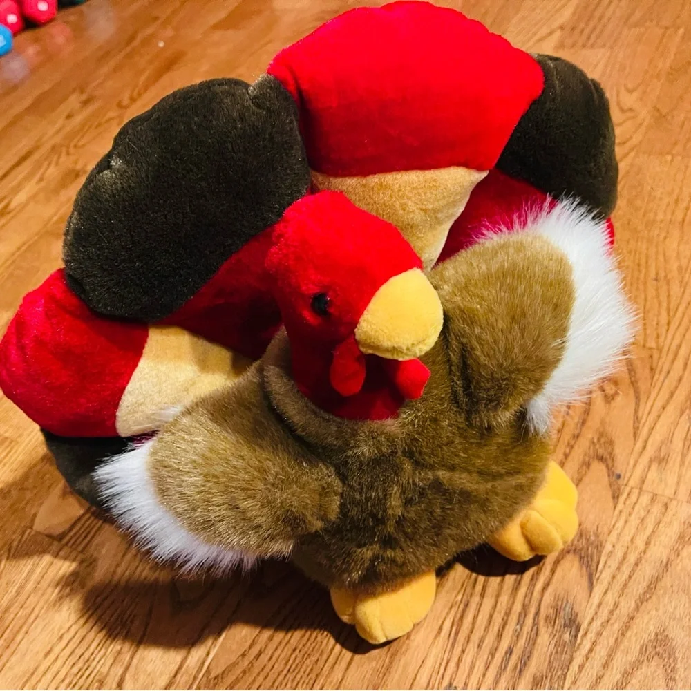 Vtg MTY international turkey plush 12”X15” multicolored Thanksgiving